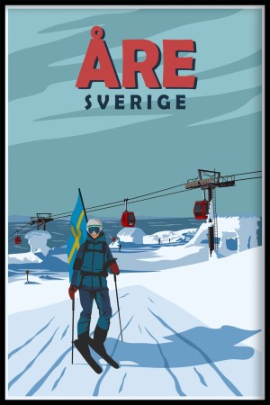 Åre, Sverige , skidåkare framför liften