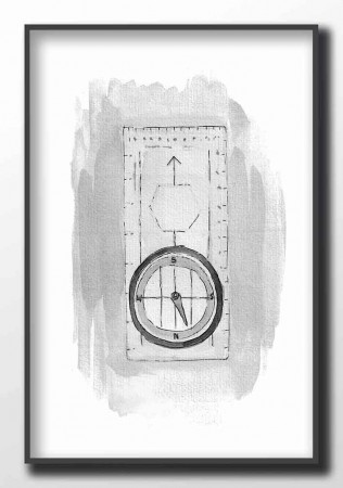Kompass , maleriprint 